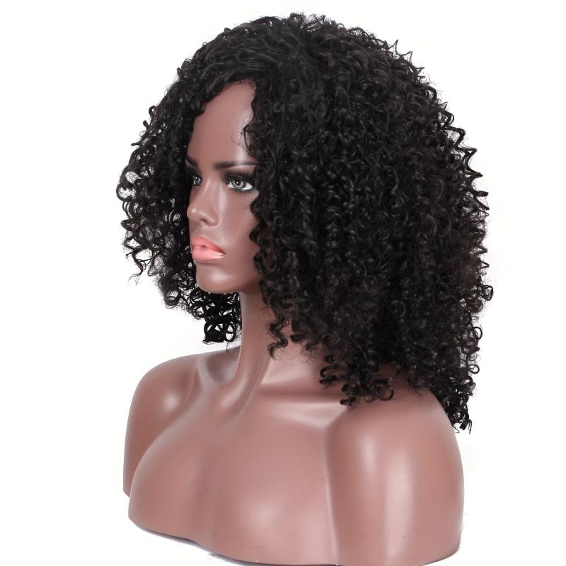 35 56 Cm Afro Curly Kinky Hair Wigs Side Bangs Synthetic Fiber Kinky Wigs
