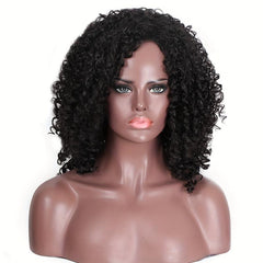 35 56 Cm Afro Curly Kinky Hair Wigs Side Bangs Synthetic Fiber Kinky Wigs