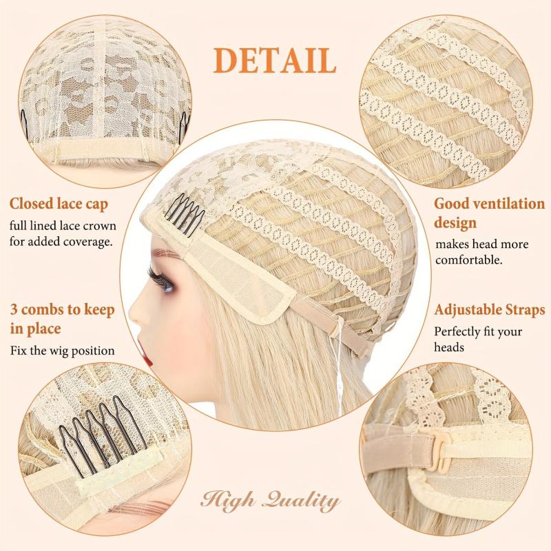 12 Cm Long Blonde Wavy Synthetic Wig Middle Part Natural Blonde Wig