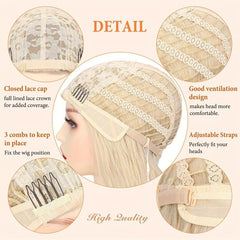 12 Cm Long Blonde Wavy Synthetic Wig Middle Part Natural Blonde Wig