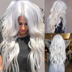 12 Cm Long Blonde Wavy Synthetic Wig Middle Part Natural Blonde Wig