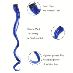 5Pcs Colored Hair Extensions Party Highlights Clip In Synthetic Streak
