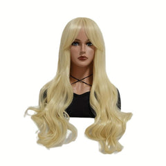 Blonde Long Curly Wig Synthetic Wig With Bangs Movie Cosplay Wig
