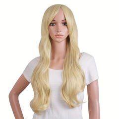Blonde Long Curly Wig Synthetic Wig With Bangs Movie Cosplay Wig