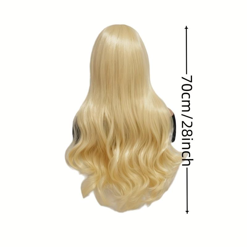 Blonde Long Curly Wig Synthetic Wig With Bangs Movie Cosplay Wig