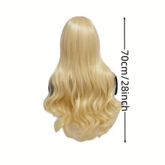 Blonde Long Curly Wig Synthetic Wig With Bangs Movie Cosplay Wig