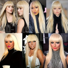 Blonde Long Curly Wig Synthetic Wig With Bangs Movie Cosplay Wig