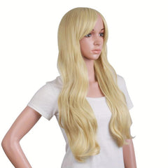 Blonde Long Curly Wig Synthetic Wig With Bangs Movie Cosplay Wig