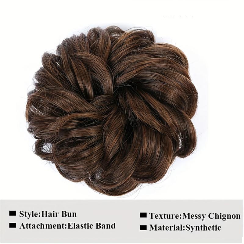Curly Wavy Hairpieces for Women Messy Hair Bun Elastic Hair Bands