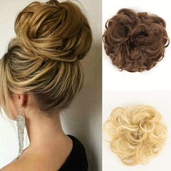 Curly Wavy Hairpieces for Women Messy Hair Bun Elastic Hair Bands