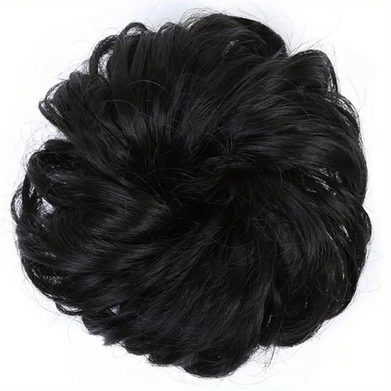 Curly Wavy Hairpieces for Women Messy Hair Bun Elastic Hair Bands