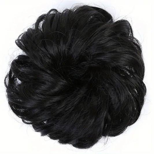 Curly Wavy Hairpieces for Women Messy Hair Bun Elastic Hair Bands