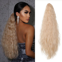 Light Brown Curly Ponytail Extensions Claw Clip Synthetic for Women