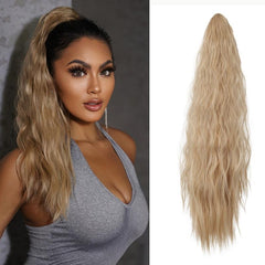 Light Brown Curly Ponytail Extensions Claw Clip Synthetic for Women