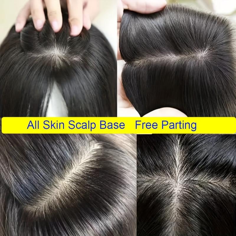 8-12 Inch Human Hair Silk Base Topper Lightweight Hair Pieces
