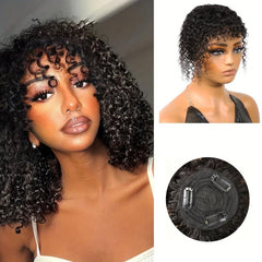 Curly Hair Topper Human Hair Clip In Extensions Natural Daily Use