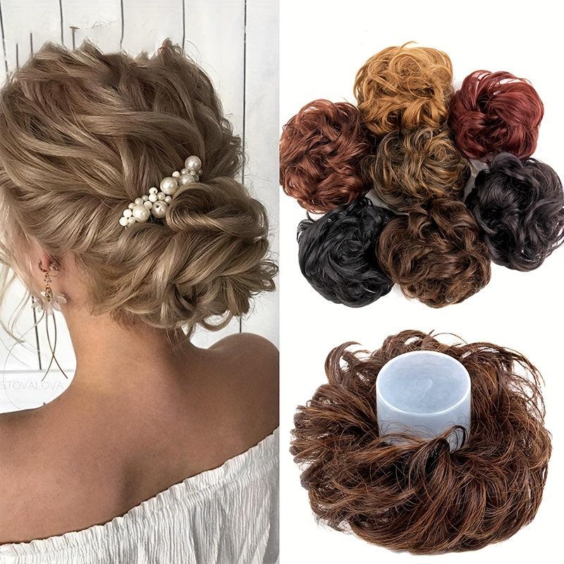 Tousled Updo Messy Hair Bun Scrunchie Fluffy Hair Extensions