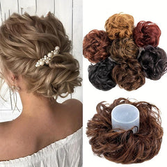 Tousled Updo Messy Hair Bun Scrunchie Fluffy Hair Extensions
