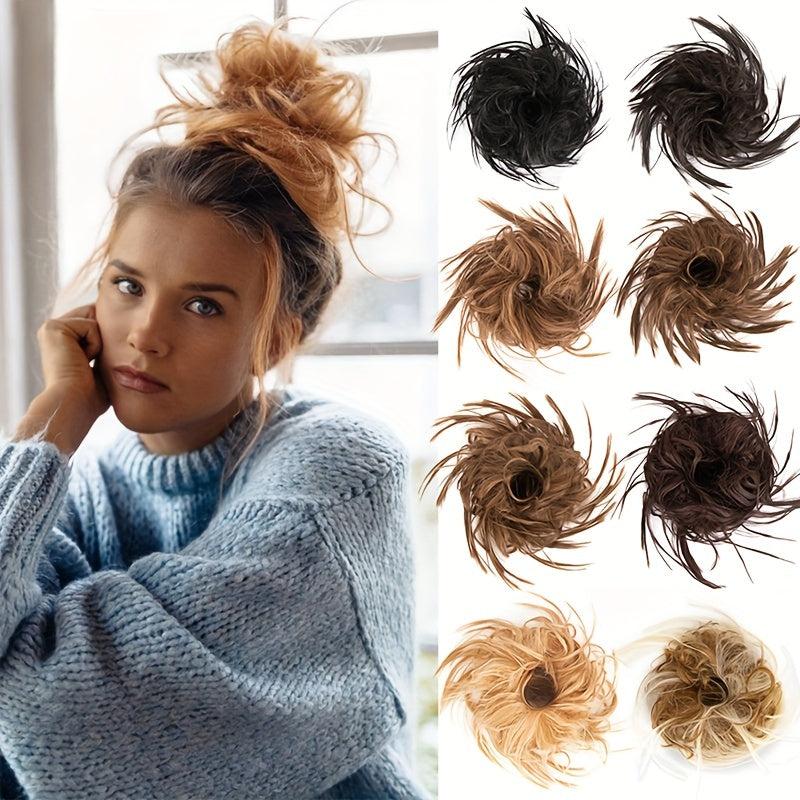 Tousled Updo Messy Hair Bun Scrunchie Fluffy Hair Extensions