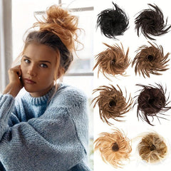 Tousled Updo Messy Hair Bun Scrunchie Fluffy Hair Extensions