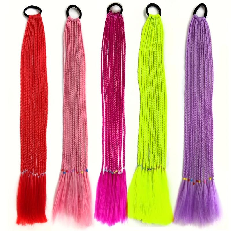 55 88 Cm Long Braids Ponytail Hair Extension Colored Gradient Hair Piece