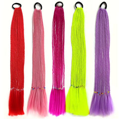 55 88 Cm Long Braids Ponytail Hair Extension Colored Gradient Hair Piece