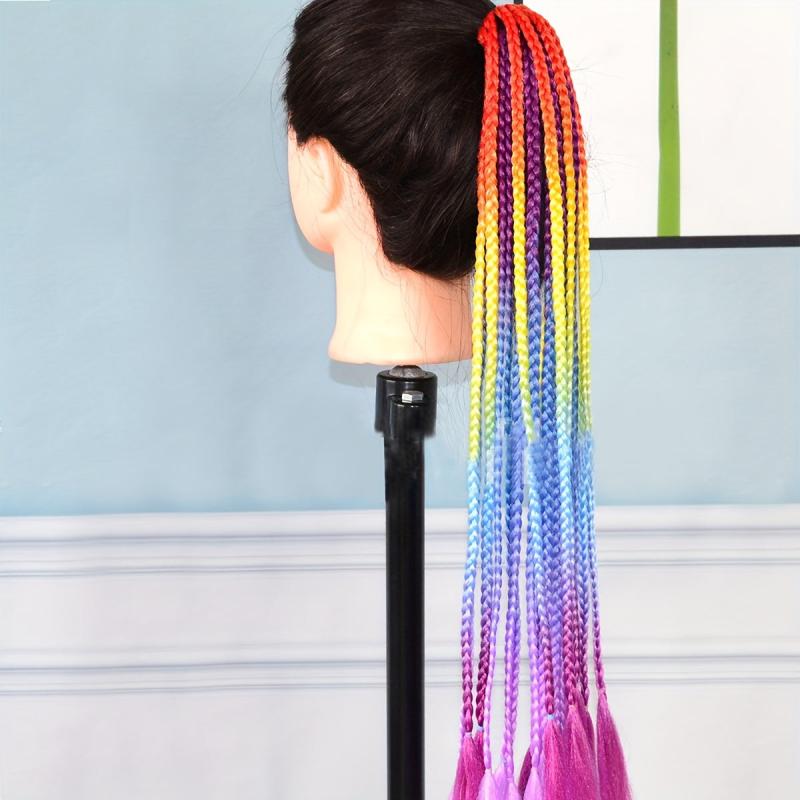 Rainbow Wig Braid Hair Pieces For Women
