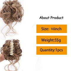 Messy Chignon Updo Hair Extensions Claw Clip Wavy Hair Piece