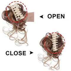 Messy Chignon Updo Hair Extensions Claw Clip Wavy Hair Piece