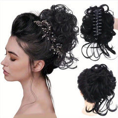 Messy Chignon Updo Hair Extensions Claw Clip Wavy Hair Piece