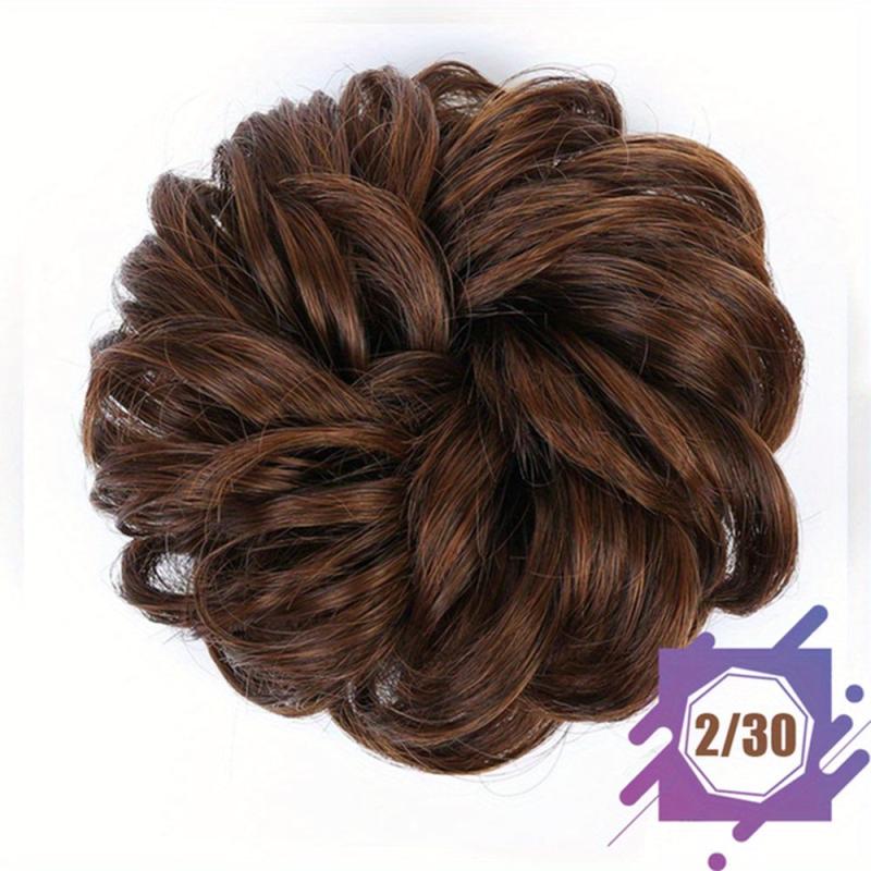 Messy Donut Hair Buns Updo Chignon Elastic Hair Rope Extensions Daily Use
