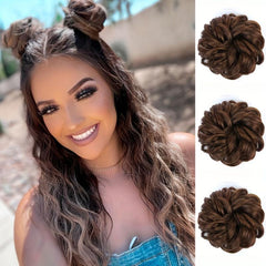 Messy Donut Hair Buns Updo Chignon Elastic Hair Rope Extensions Daily Use
