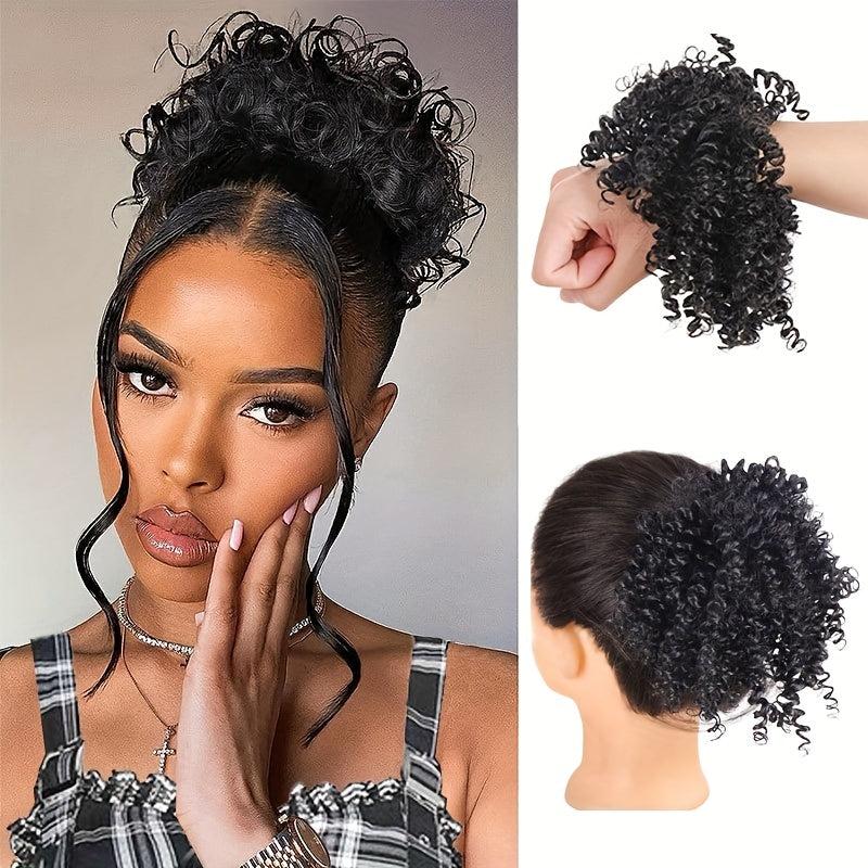 Afro Curly Bun Hair Extension Messy Bun Wig
