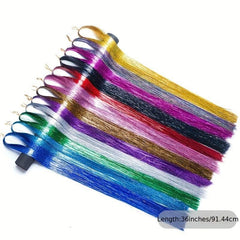 Colorful Hair Tinsel Strands DIY Sparkling Hair Extensions Y2K Glitter