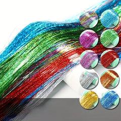 Colorful Hair Tinsel Strands DIY Sparkling Hair Extensions Y2K Glitter