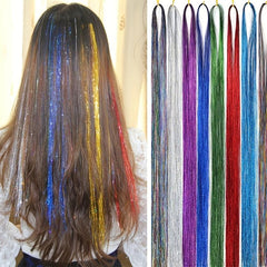 Colorful Hair Tinsel Strands DIY Sparkling Hair Extensions Y2K Glitter