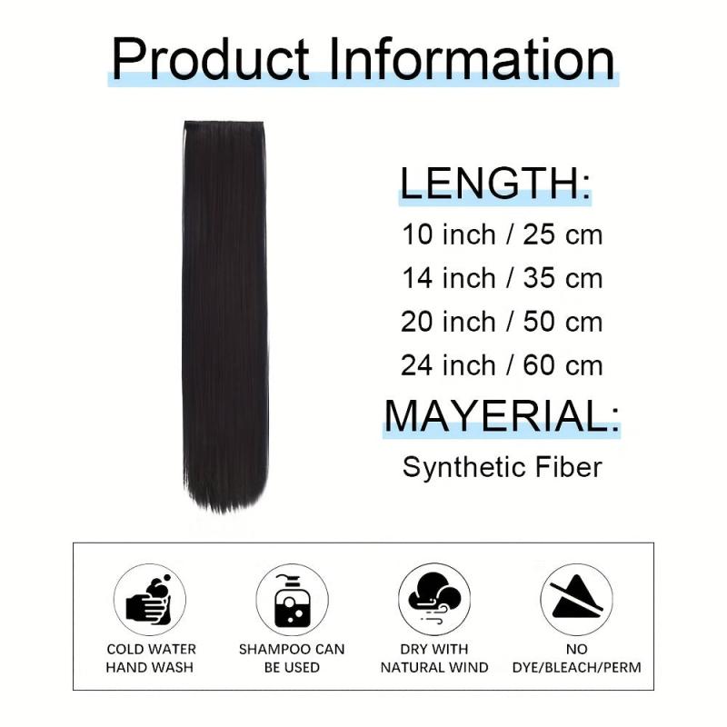 Clip In Straight Hair Extensions Synthetic Fiber Hair Extensions for Women