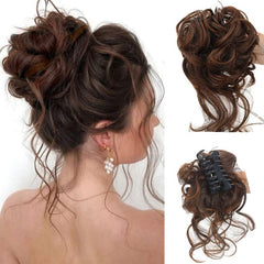Wavy Curly Messy Bun Hair Claw Clip Updo Hairpiece