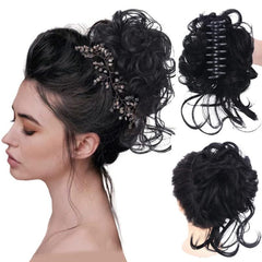 Wavy Curly Messy Bun Hair Claw Clip Updo Hairpiece