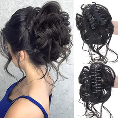 Wavy Curly Messy Bun Hair Claw Clip Updo Hairpiece