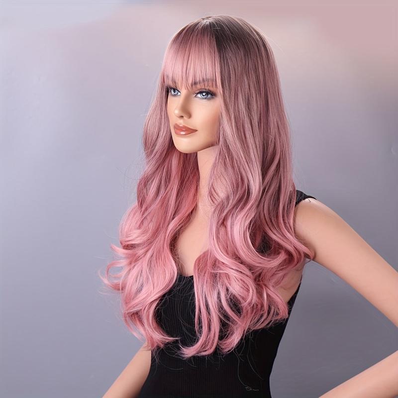 Ombre Long Curly Wavy Wig Synthetic Wig Heat Resistant