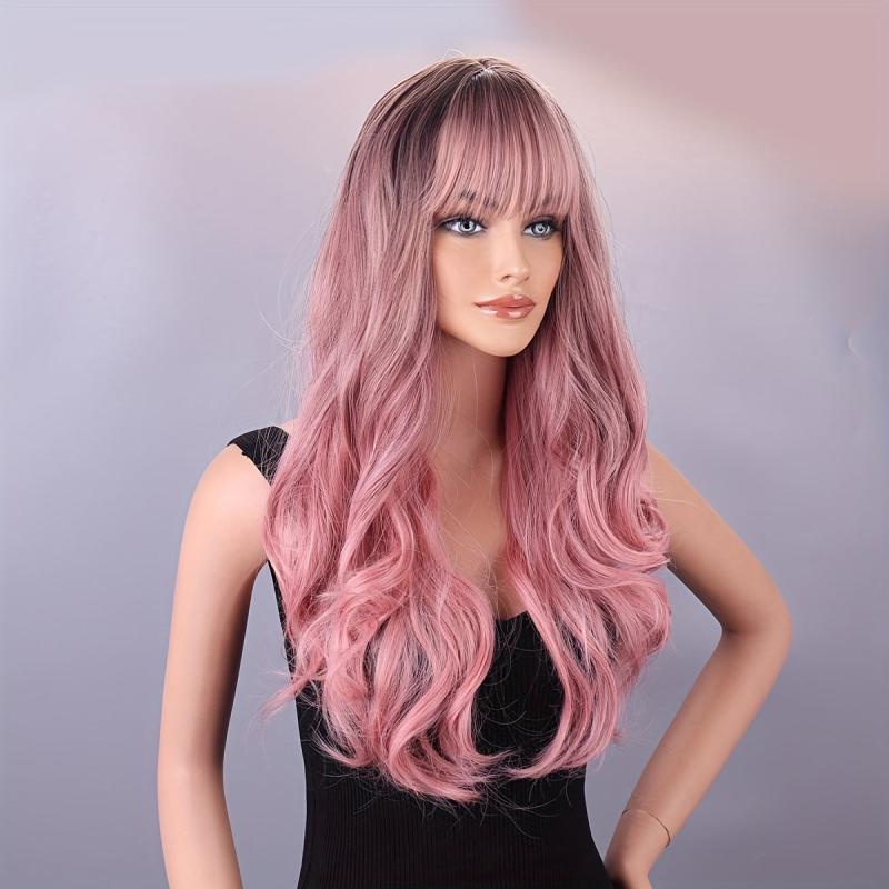 Ombre Long Curly Wavy Wig Synthetic Wig Heat Resistant