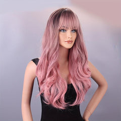 Ombre Long Curly Wavy Wig Synthetic Wig Heat Resistant