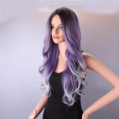Ombre Long Curly Wavy Wig Synthetic Wig Heat Resistant