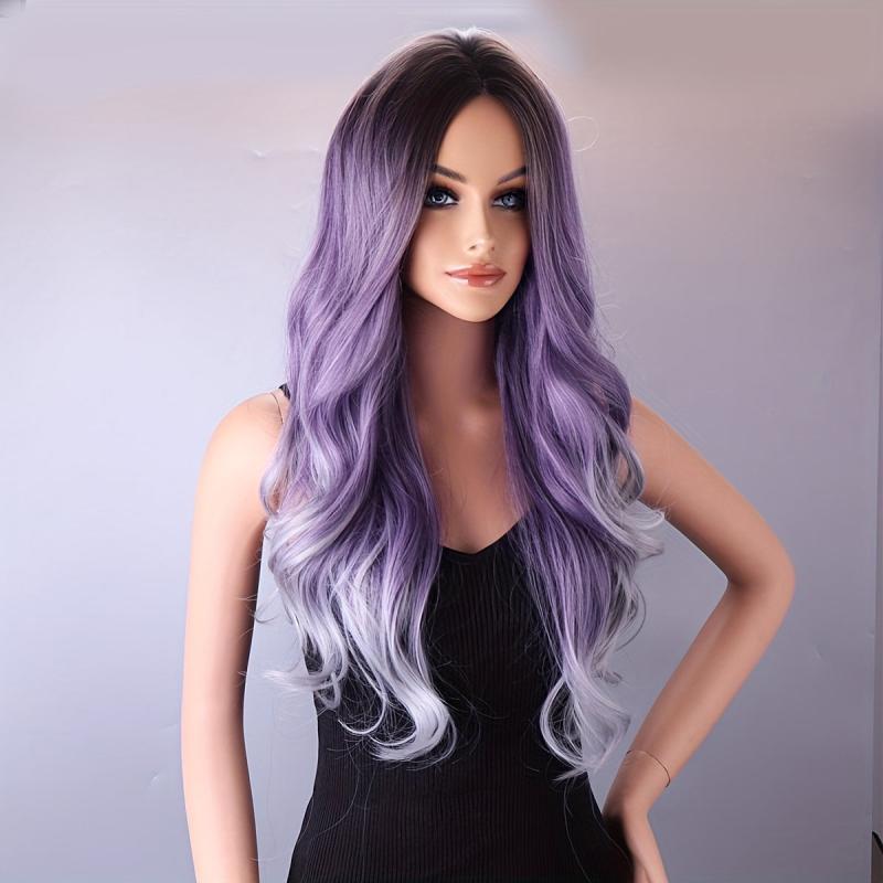 Ombre Long Curly Wavy Wig Synthetic Wig Heat Resistant