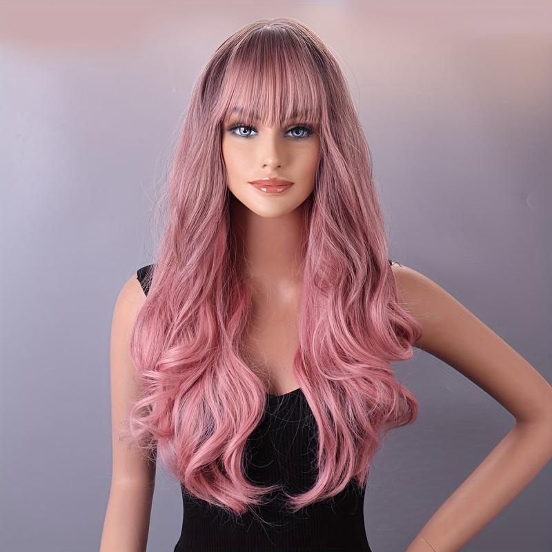 Ombre Long Curly Wavy Wig Synthetic Wig Heat Resistant