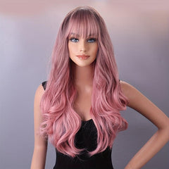 Ombre Long Curly Wavy Wig Synthetic Wig Heat Resistant