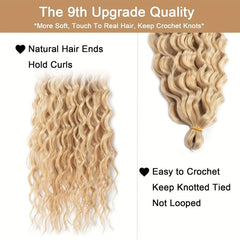 Long Curly Crochet Hair Blonde Wavy Deep Wave 1 Pack