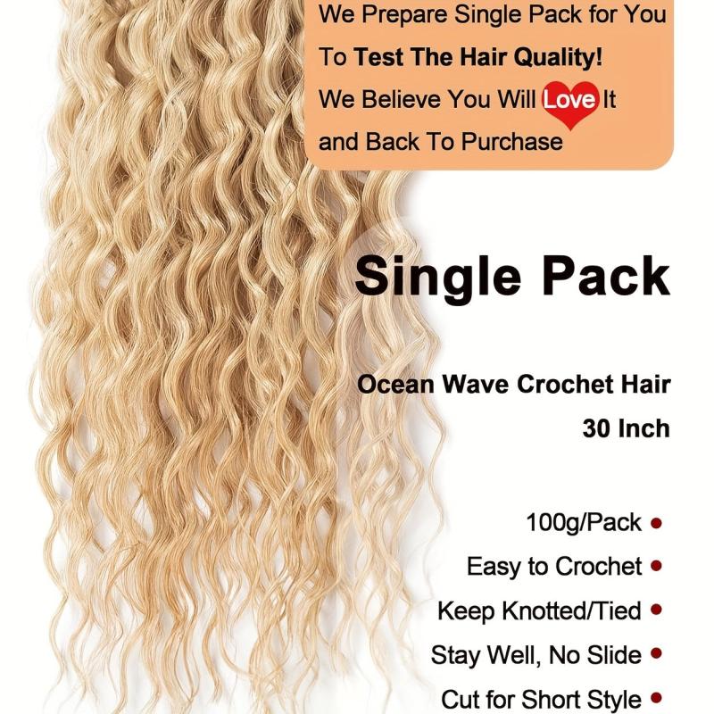 Long Curly Crochet Hair Blonde Wavy Deep Wave 1 Pack
