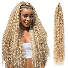 Long Curly Crochet Hair Blonde Wavy Deep Wave 1 Pack